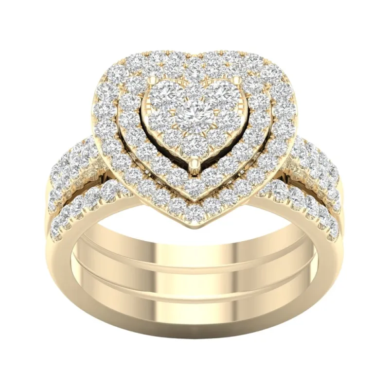 De Couer 1ct TDW Heart Shaped Cluster Halo Bridal Set - Yellow sold by Zulily