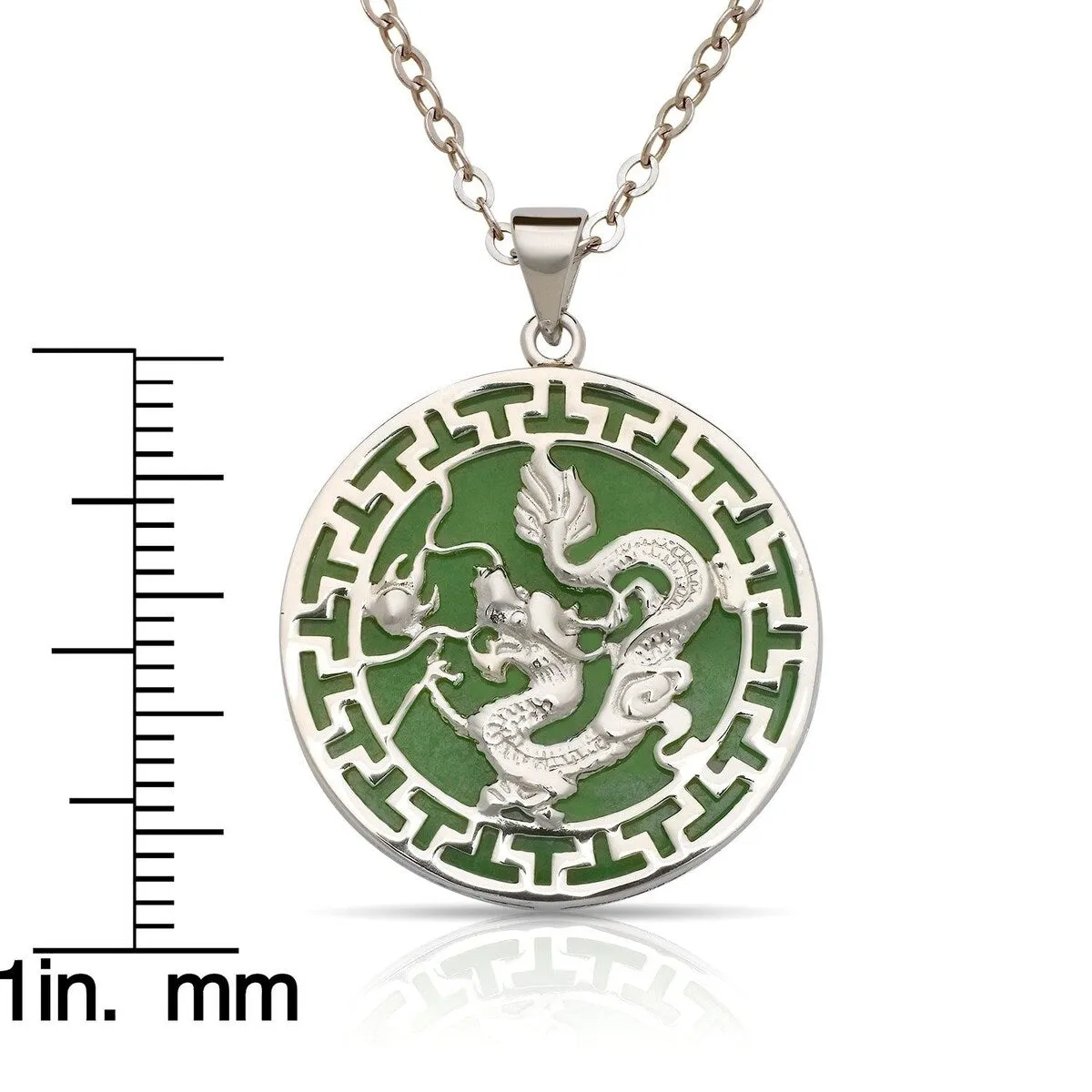 Curata 925 Sterling Silver 18" Jade Large Dragon Circle Pendant Necklace - 25x32mm sold by Zulily product image thumbnail 3