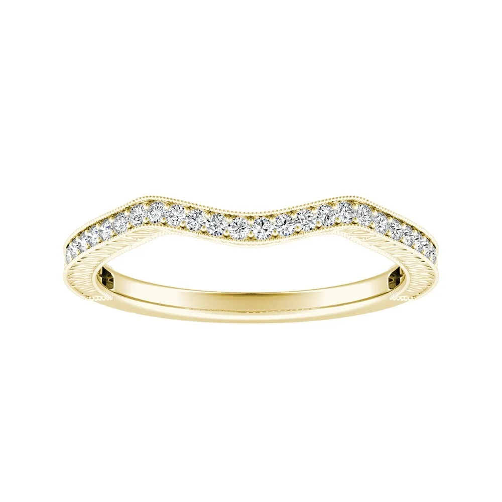 Auriya 1/8ctw Vintage Curved Diamond Wedding Band 14k Gold sold by Zulily product image thumbnail 2