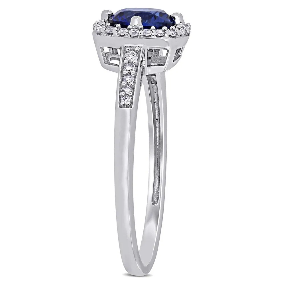 Miadora 10k White Gold Created Blue Sapphire and 1/3ct TDW Diamond Floating Halo Jewelry Set sold by Zulily product image thumbnail 2