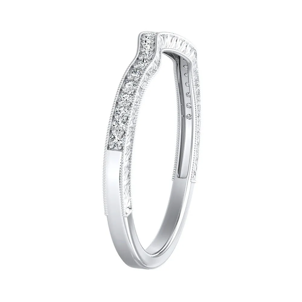 Auriya 1/8ctw Vintage Curved Diamond Wedding Band 14k Gold sold by Zulily product image thumbnail 4