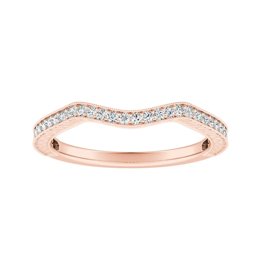 Auriya 1/8ctw Vintage Curved Diamond Wedding Band 14k Gold sold by Zulily product image thumbnail 3