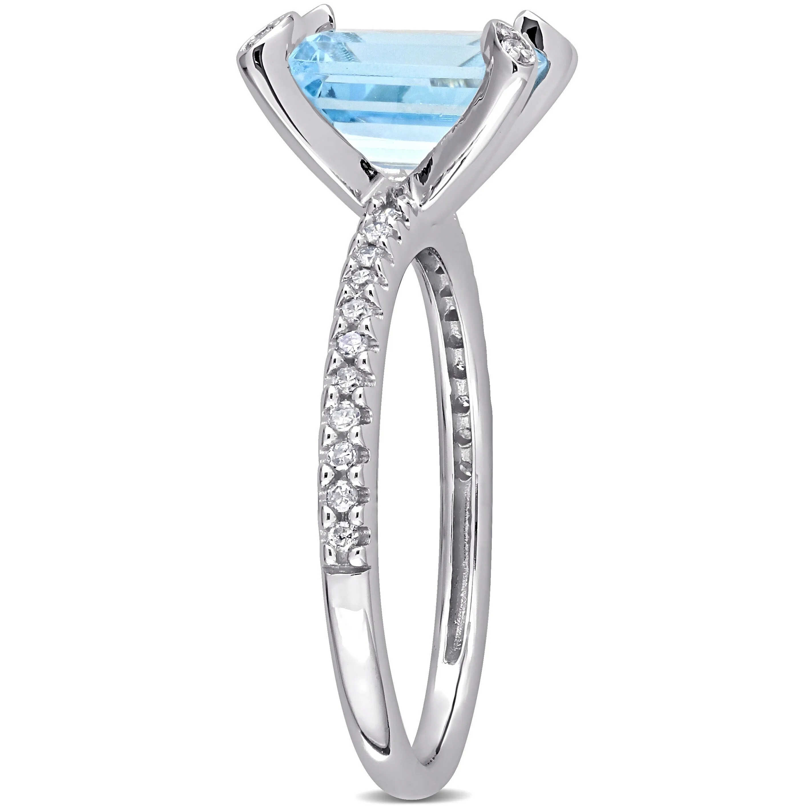 Miadora 2ct TGW Octagon-Cut Sky-Blue Topaz and 1/10ct TW Diamond Ring in 10k White Gold sold by Zulily product image thumbnail 2
