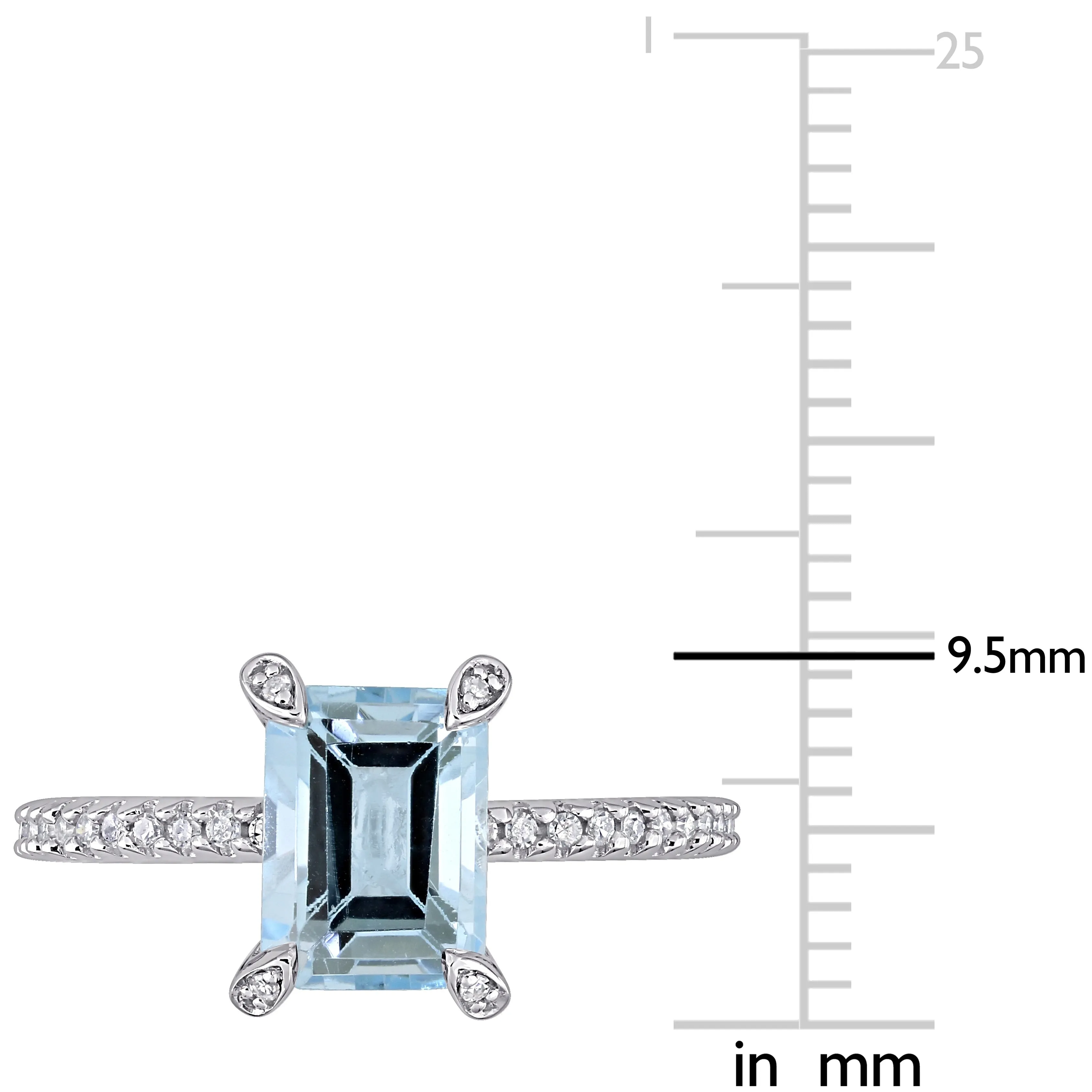 Miadora 2ct TGW Octagon-Cut Sky-Blue Topaz and 1/10ct TW Diamond Ring in 10k White Gold sold by Zulily product image thumbnail 3