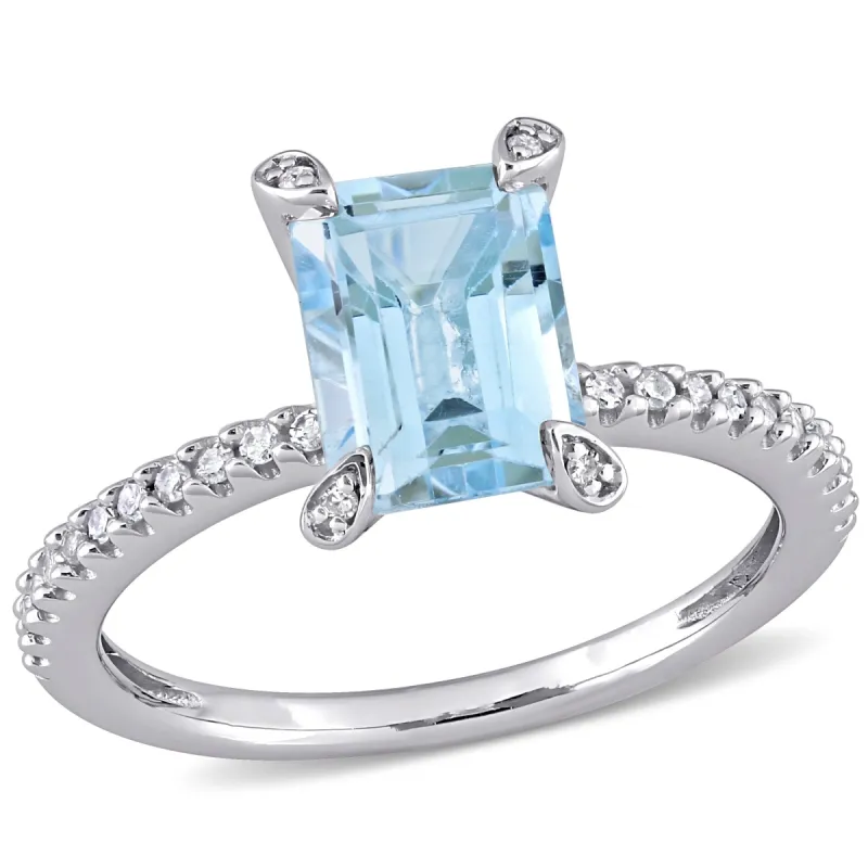 Miadora 2ct TGW Octagon-Cut Sky-Blue Topaz and 1/10ct TW Diamond Ring in 10k White Gold sold by Zulily