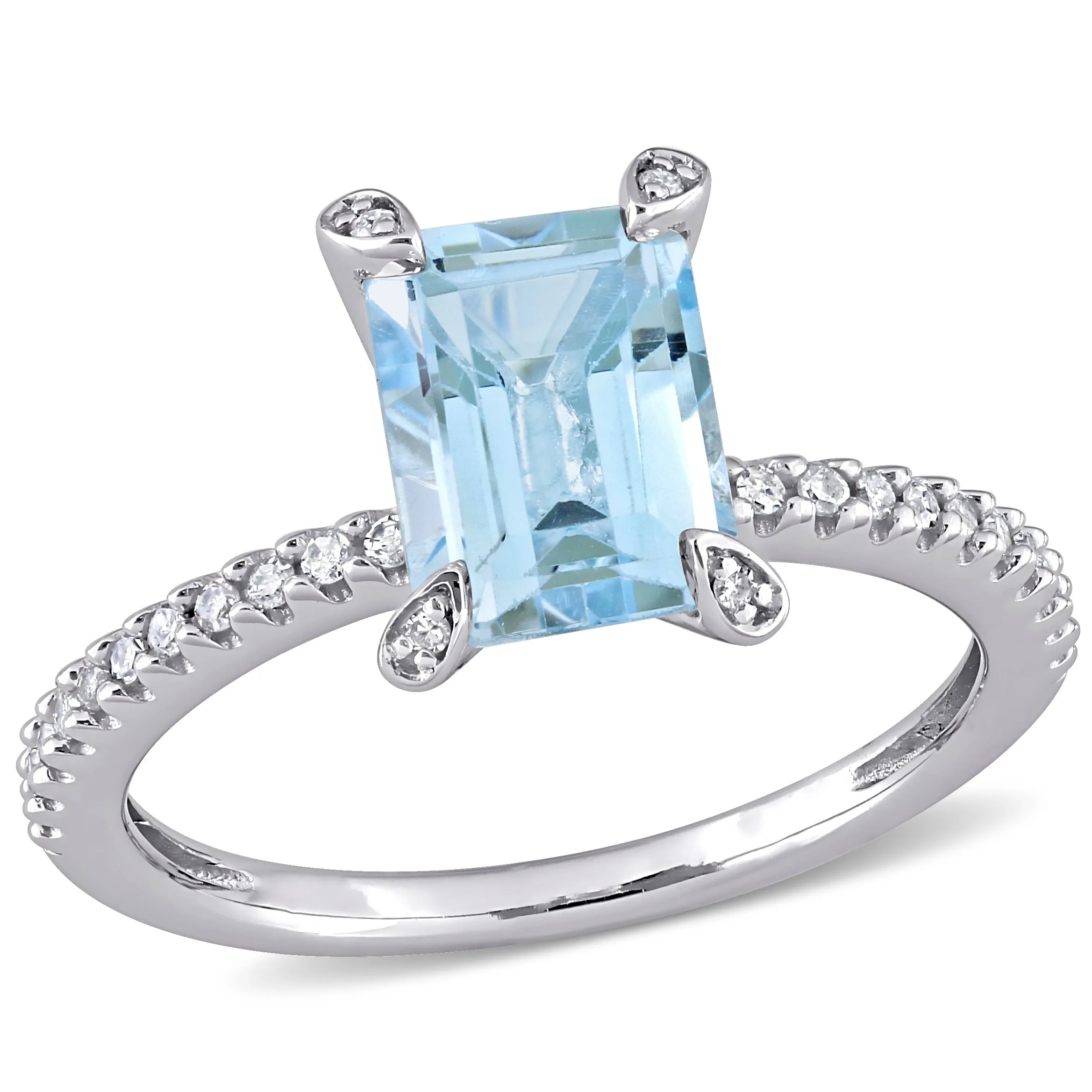 Miadora 2ct TGW Octagon-Cut Sky-Blue Topaz and 1/10ct TW Diamond Ring in 10k White Gold sold by Zulily
