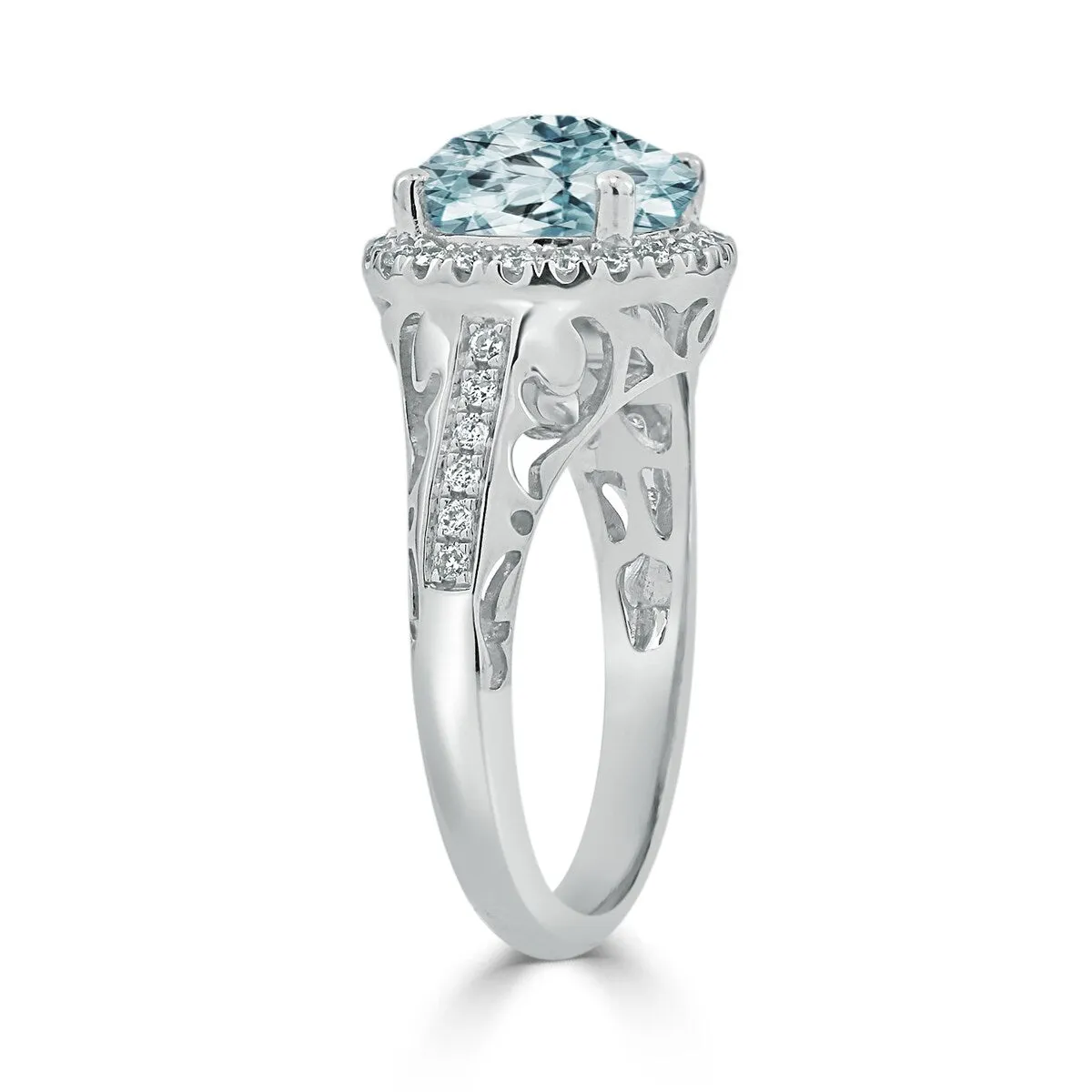 Auriya 1 1/2ct Fancy Round Aquamarine and Halo Diamond Engagement Ring 1/5ctw 14k Gold sold by Zulily product image thumbnail 4