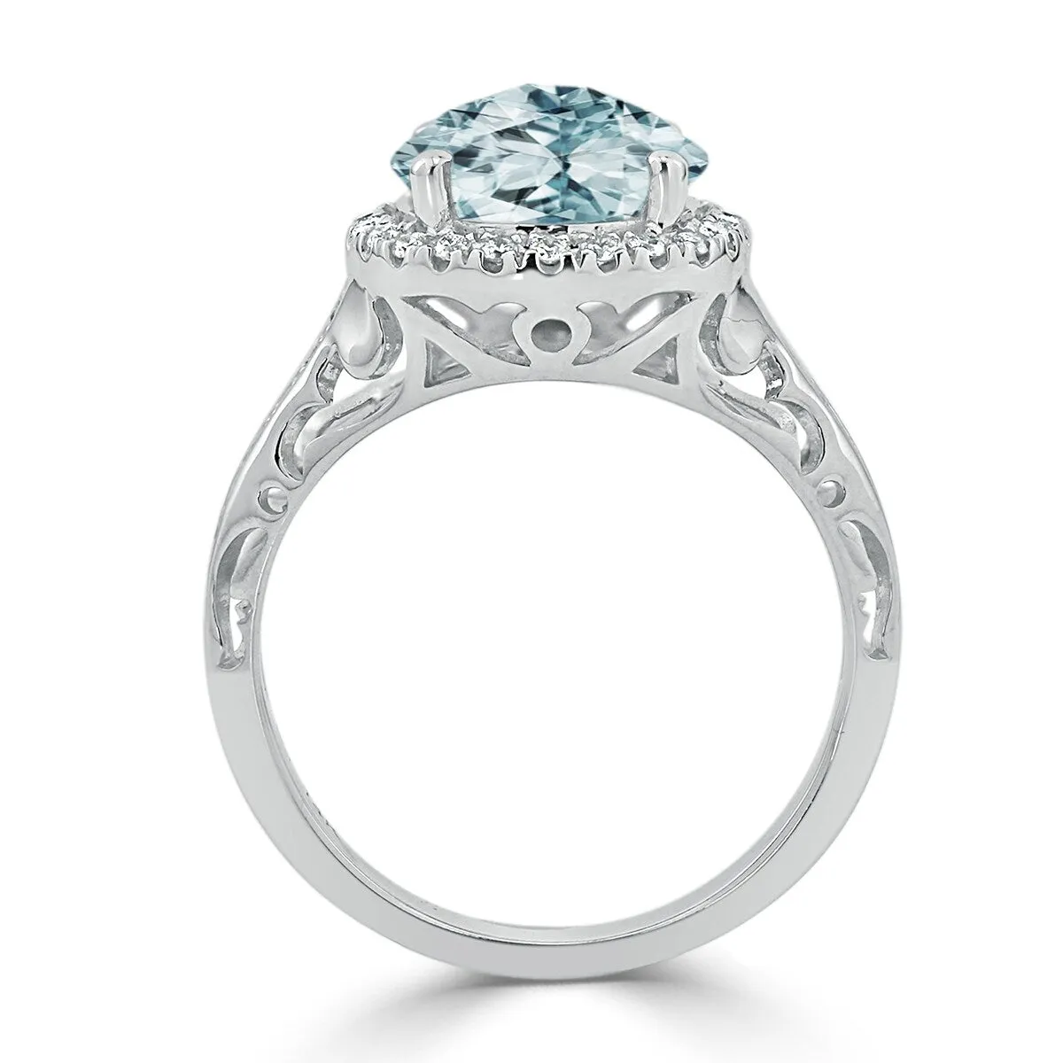 Auriya 1 1/2ct Fancy Round Aquamarine and Halo Diamond Engagement Ring 1/5ctw 14k Gold sold by Zulily product image thumbnail 5