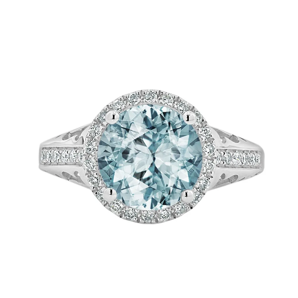 Auriya 1 1/2ct Fancy Round Aquamarine and Halo Diamond Engagement Ring 1/5ctw 14k Gold sold by Zulily product image thumbnail 2
