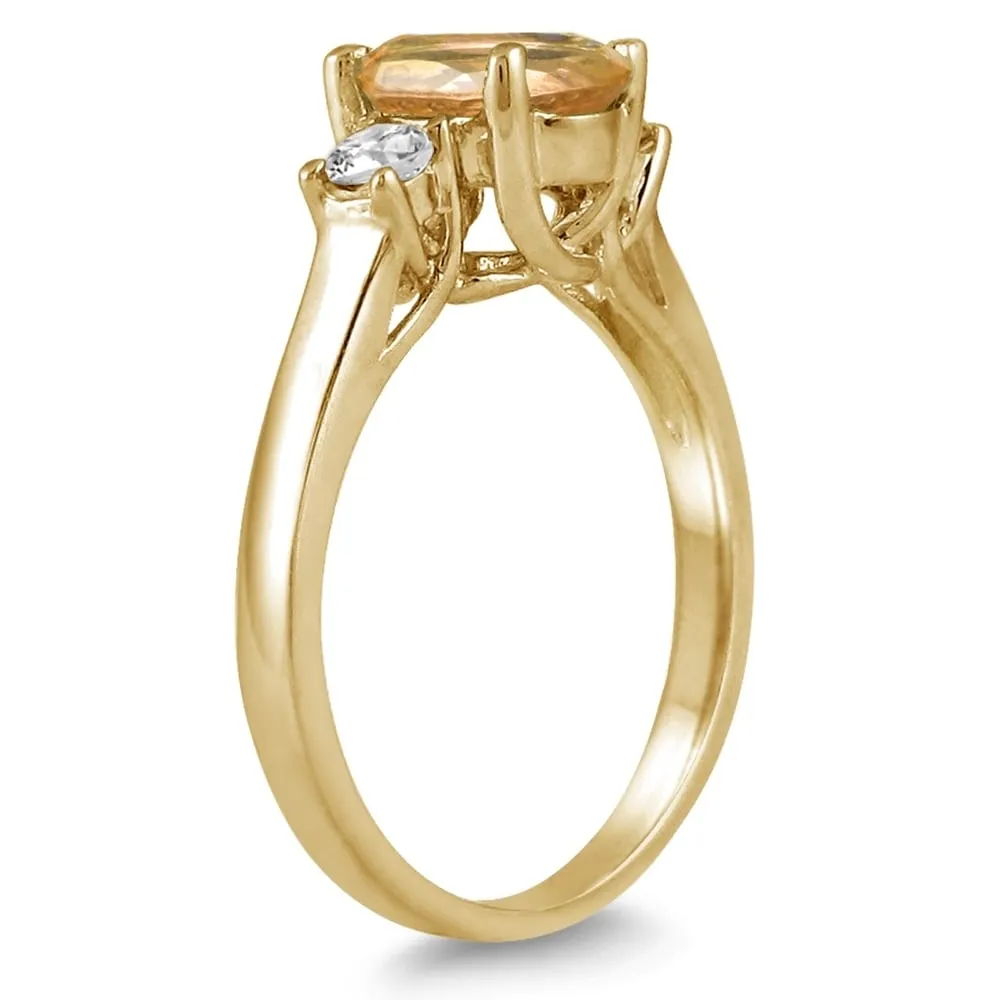 1 3/4 Carat Citrine and Diamond Three Stone Ring 14K Yellow Gold sold by Zulily product image thumbnail 2