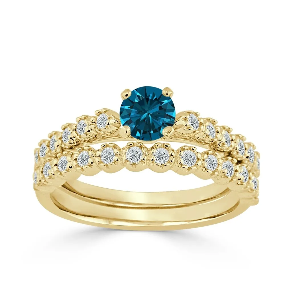 Auriya Round 3/4ctw Blue Diamond Engagement Ring Set 14k Gold sold by Zulily product image thumbnail 2