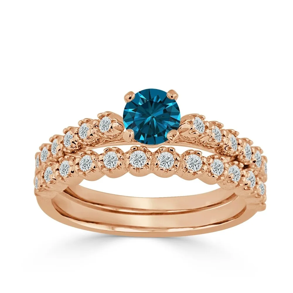 Auriya Round 3/4ctw Blue Diamond Engagement Ring Set 14k Gold sold by Zulily product image thumbnail 3
