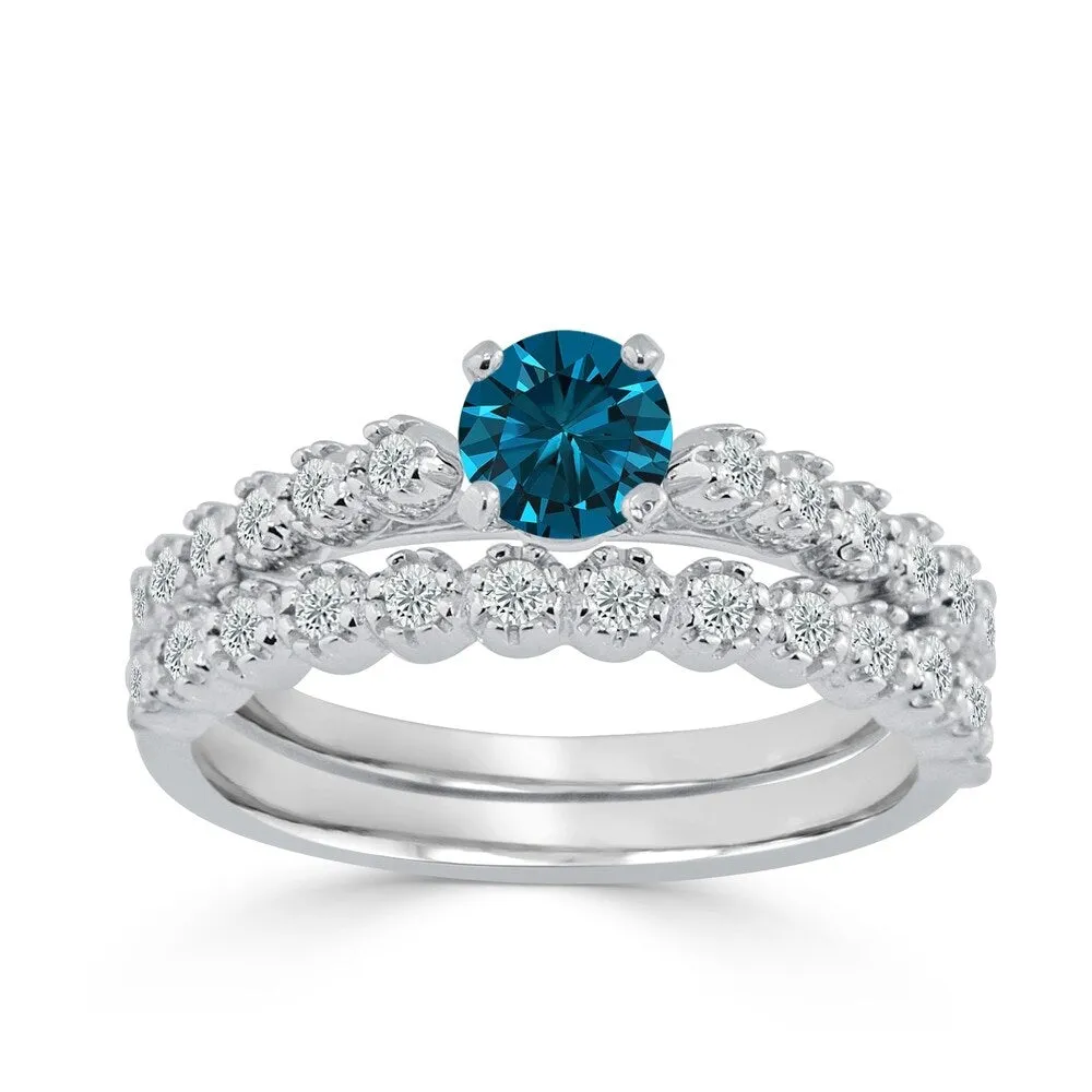 Auriya Round 3/4ctw Blue Diamond Engagement Ring Set 14k Gold sold by Zulily