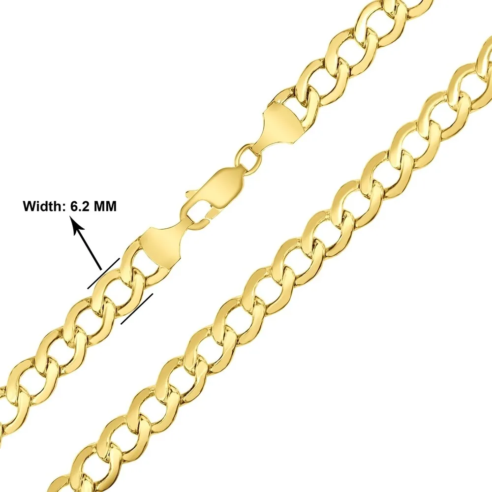14K Yellow Gold 6.2mm Diamond Cut Lightweight Curb Chain with Lobster Clasp - 20 Inch sold by Zulily product image thumbnail 2
