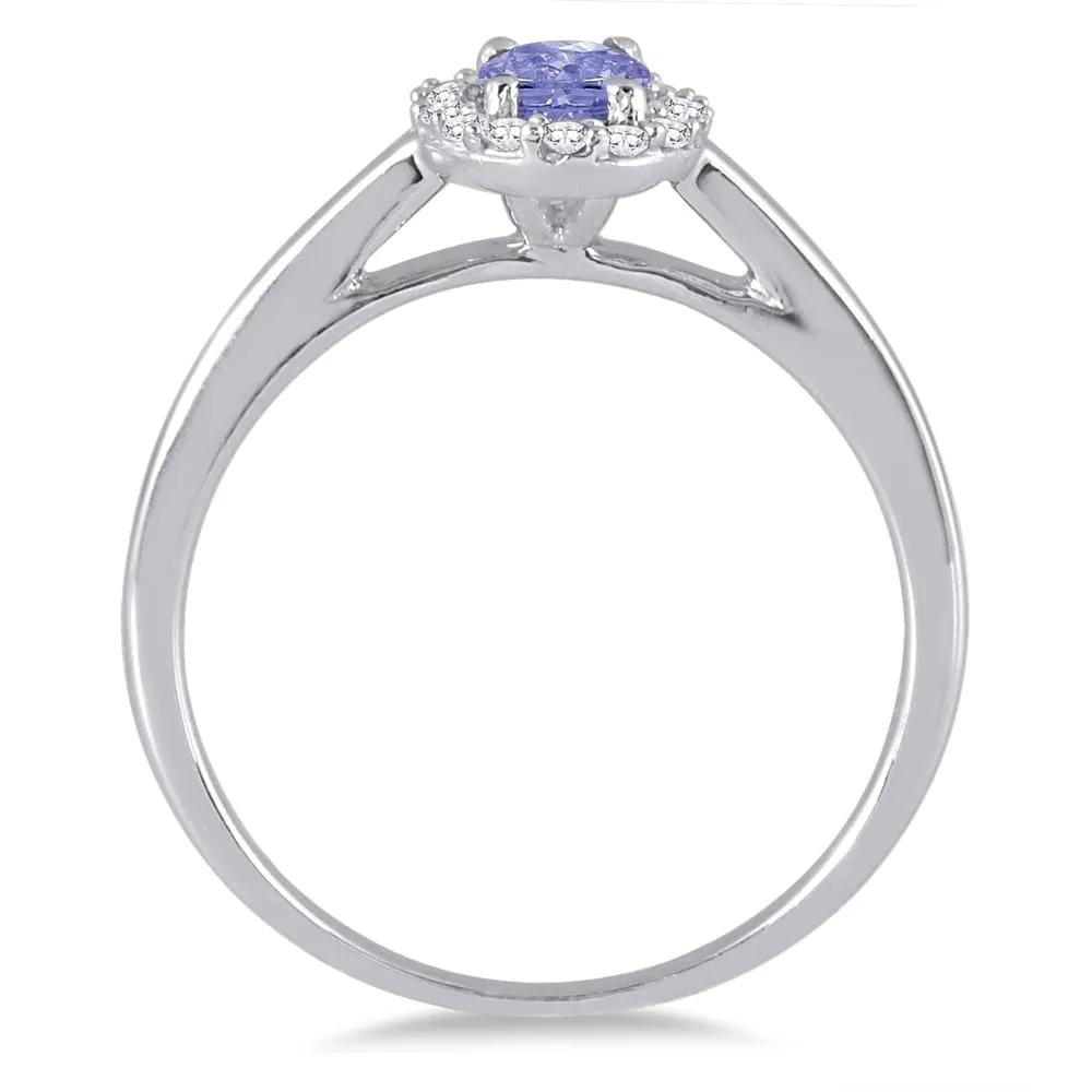 6x4MM Oval Tanzanite and Diamond Halo Ring in 10K White Gold sold by Zulily product image thumbnail 2