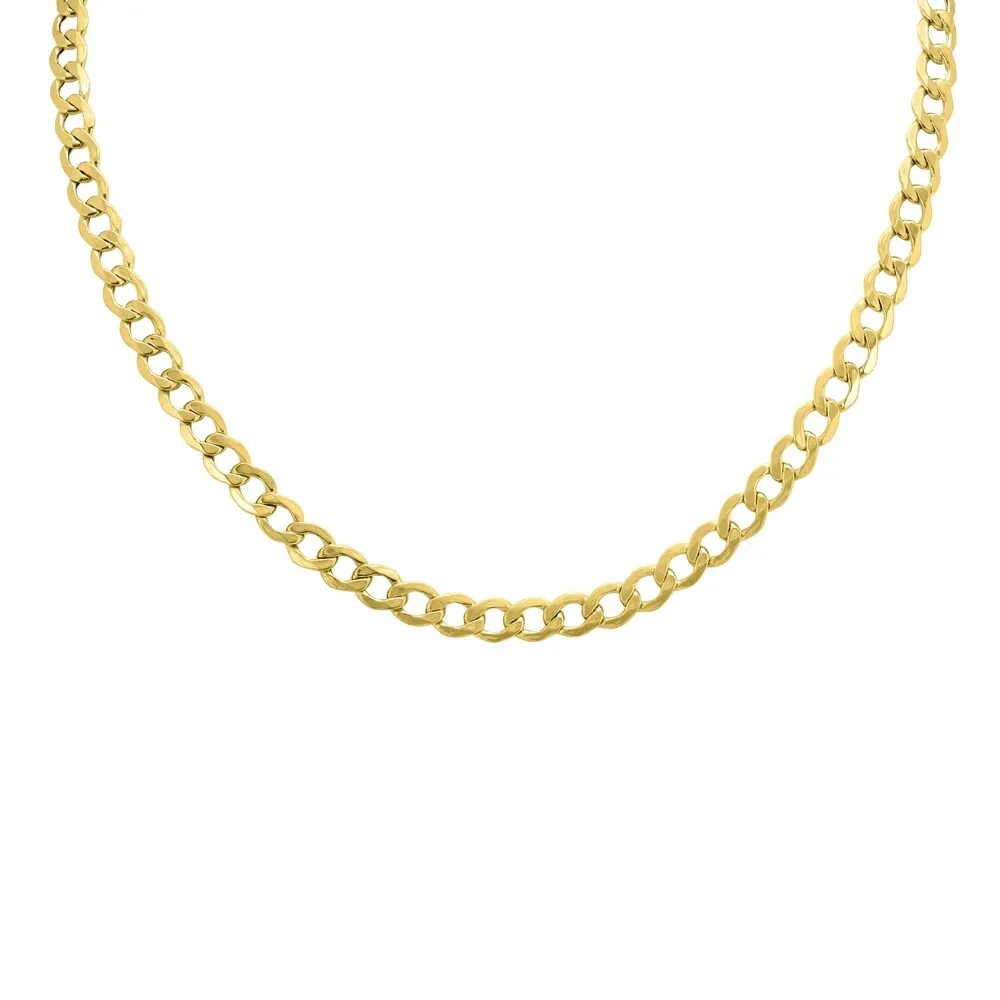 14K Yellow Gold 6.2mm Diamond Cut Lightweight Curb Chain with Lobster Clasp - 20 Inch sold by Zulily