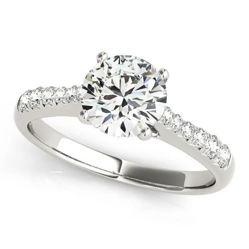 Auriya 14k Gold Classic 3ct Moissanite and Diamond Engagement Ring 1/5ctw sold by Zulily