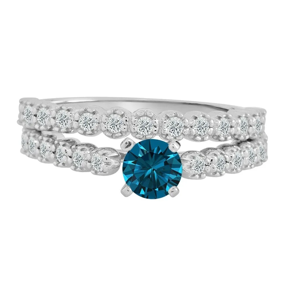 Auriya Round 3/4ctw Blue Diamond Engagement Ring Set 14k Gold sold by Zulily product image thumbnail 4