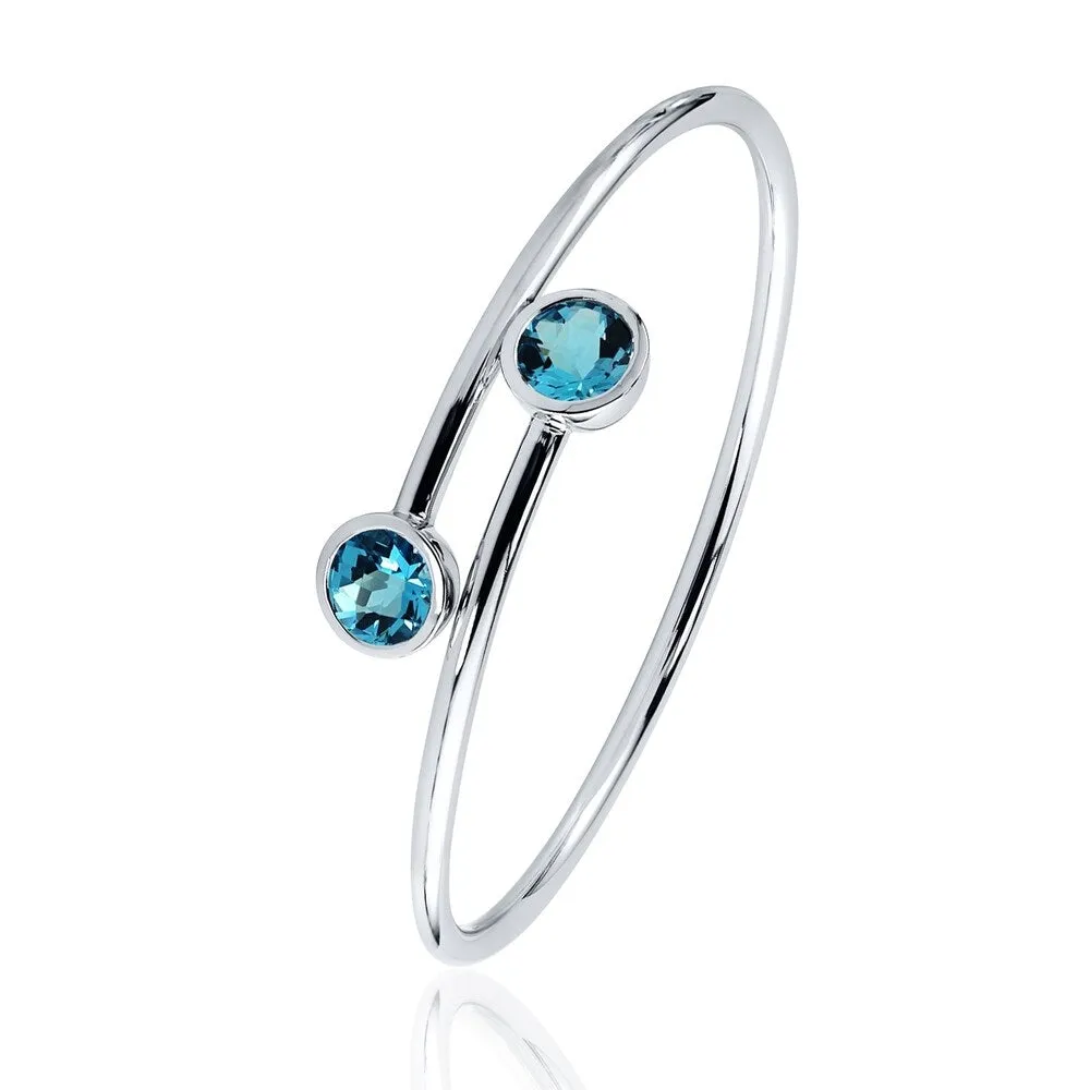 Stackable 4ct Round Swiss-Blue Topaz Bypass Bangle Bracelet by Auriya in Gold over Silver sold by Zulily product image thumbnail 4