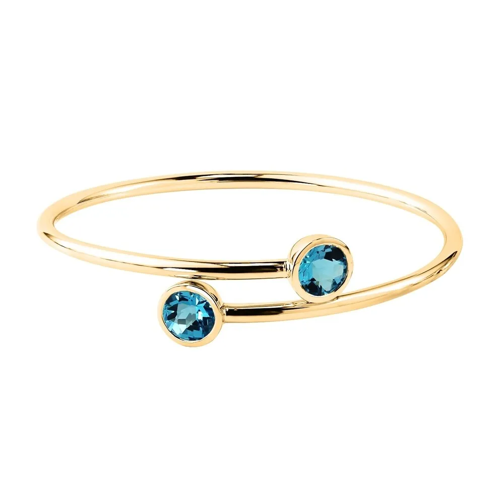 Stackable 4ct Round Swiss-Blue Topaz Bypass Bangle Bracelet by Auriya in Gold over Silver sold by Zulily product image thumbnail 2