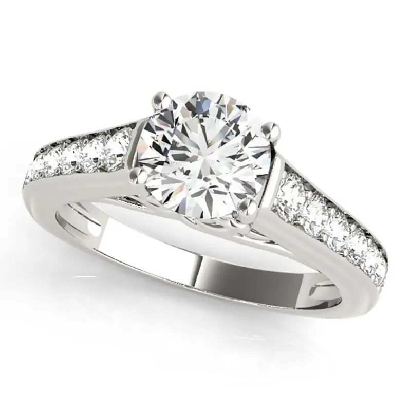Auriya 14k Gold Modern 3ct Moissanite and Diamond Engagement Ring 3/8ctw sold by Zulily