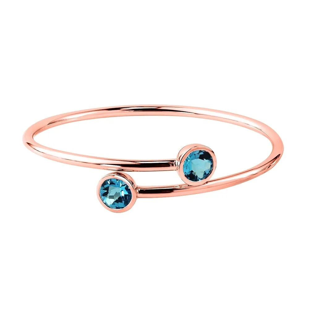 Stackable 4ct Round Swiss-Blue Topaz Bypass Bangle Bracelet by Auriya in Gold over Silver sold by Zulily product image thumbnail 3