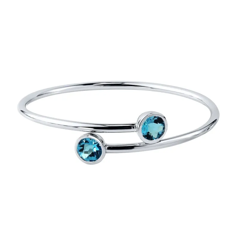 Stackable 4ct Round Swiss-Blue Topaz Bypass Bangle Bracelet by Auriya in Gold over Silver sold by Zulily