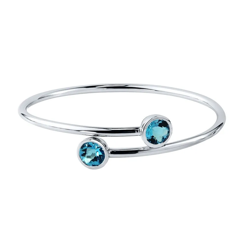 Stackable 4ct Round Swiss-Blue Topaz Bypass Bangle Bracelet by Auriya in Gold over Silver sold by Zulily