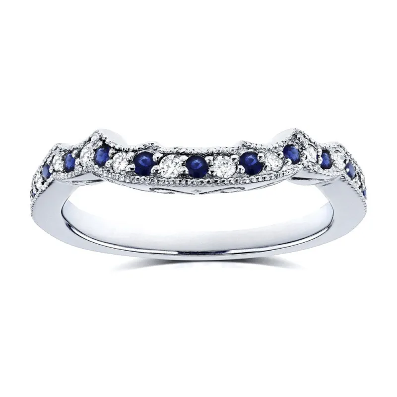 Annello by Kobelli 14k White Gold 1/5ct TCW Sapphire and Diamond Contour Wedding Ring (G-H, I1-I2) sold by Zulily