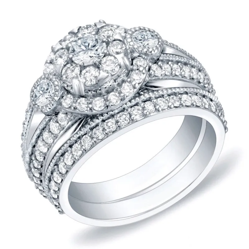 Auriya 14k Gold 1 3/4ctw Vintage Halo Diamond Engagement Ring Set sold by Zulily