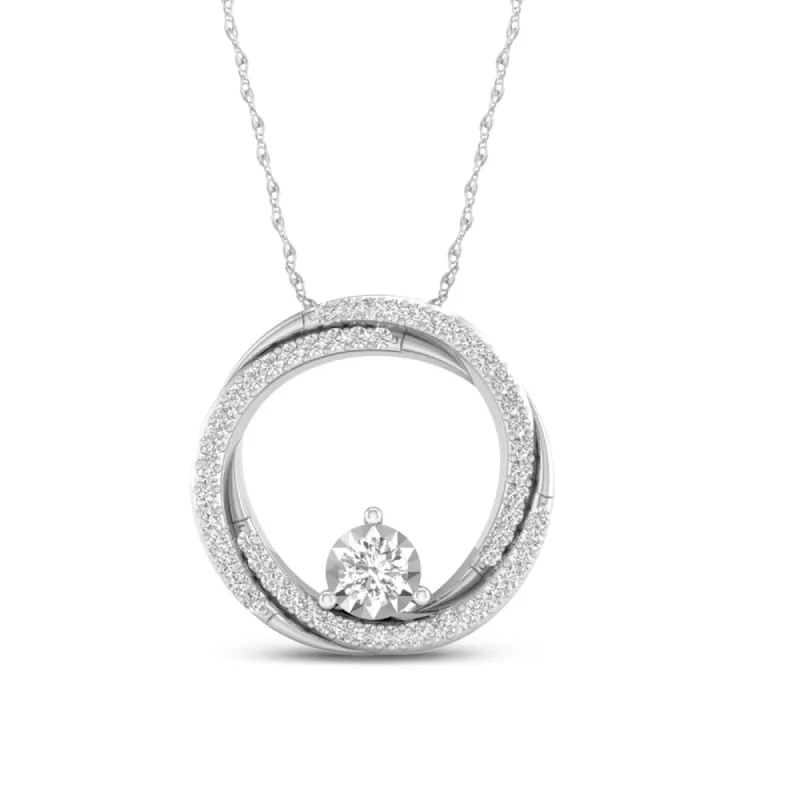 De Couer 10k White Gold 1/4ct TDW Diamond Interlocking Circle Necklace sold by Zulily