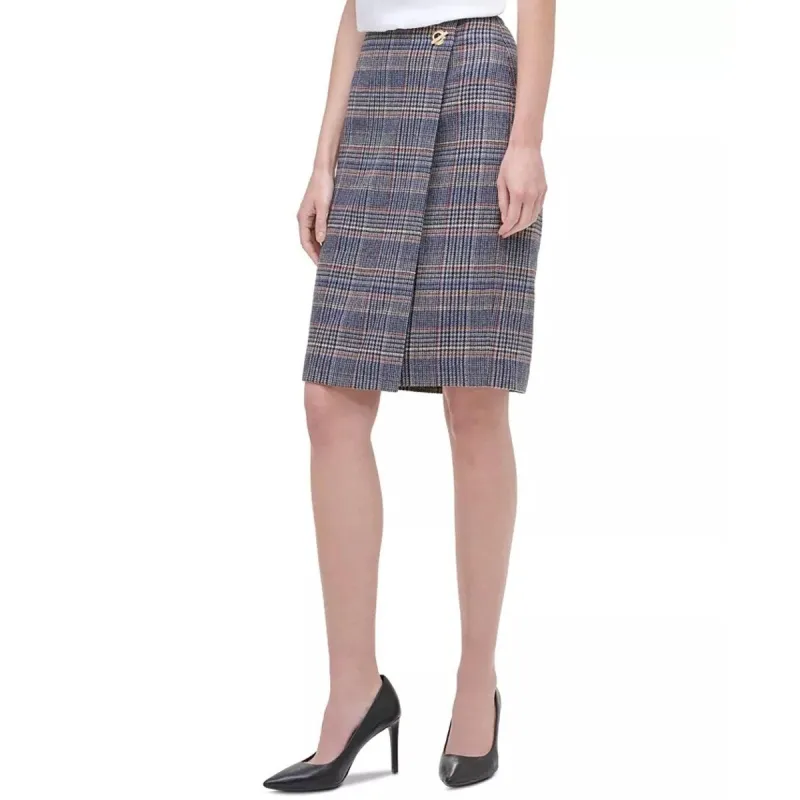 Calvin Klein Women's Plaid Tweed Pencil Skirt Brown Size 4 sold by Zulily