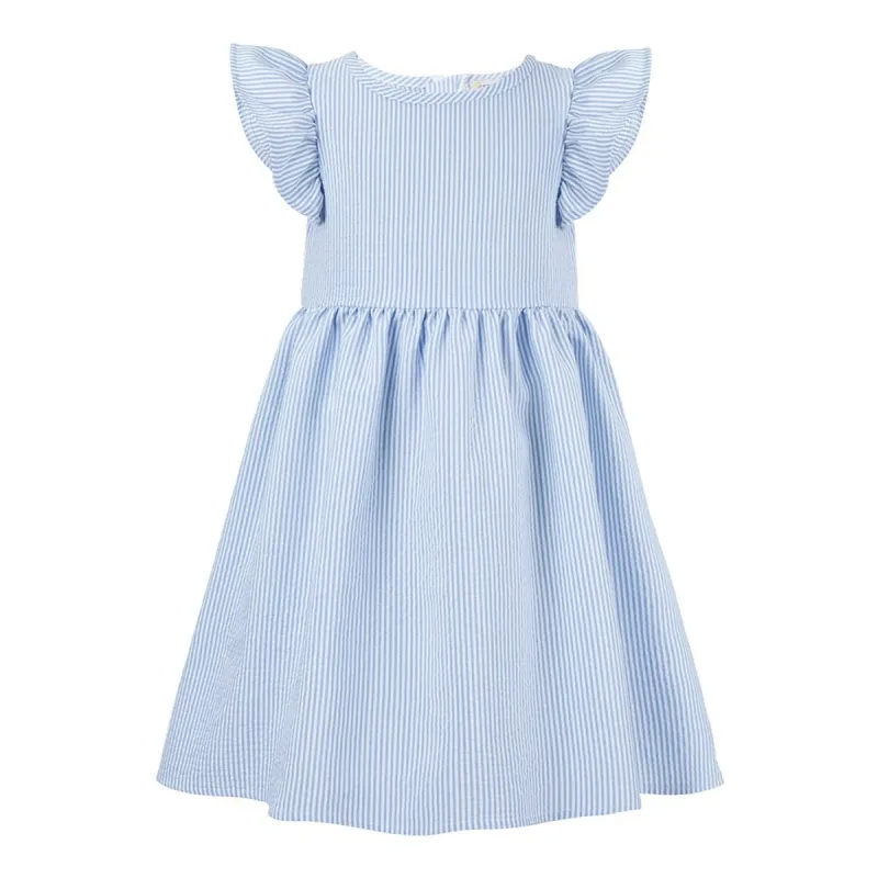 Blue & White Stripe Angel-Sleeve A-Line Dress sold by Zulily