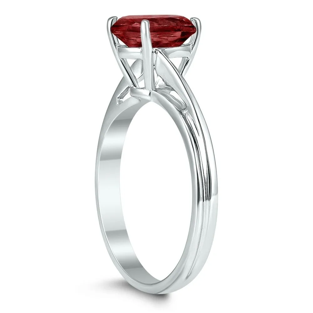 Solitaire Oval 8X6MM Garnet Gemstone Twist Ring in 10K White Gold sold by Zulily product image thumbnail 2