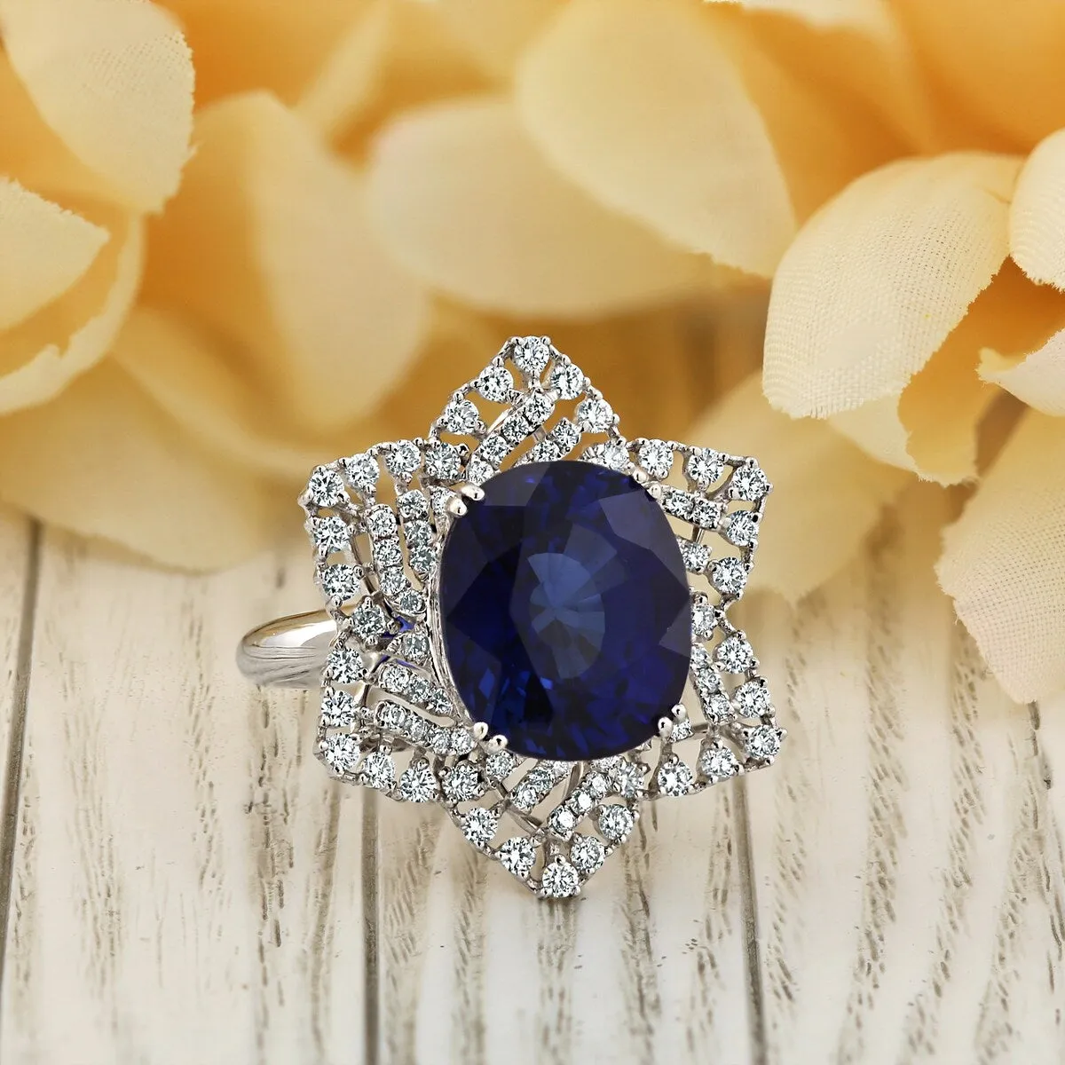 Auriya 18k Gold 10 3/8ct Pear-cut Sapphire Sunburst Diamond Engagement Ring 1ct TDW sold by Zulily