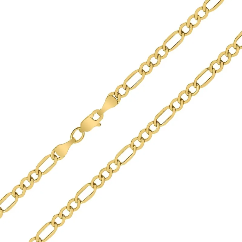 14K Yellow Gold 3.5mm Diamond Cut Oval Light Figaro Chain with Lobster Clasp - 18 Inch sold by Zulily