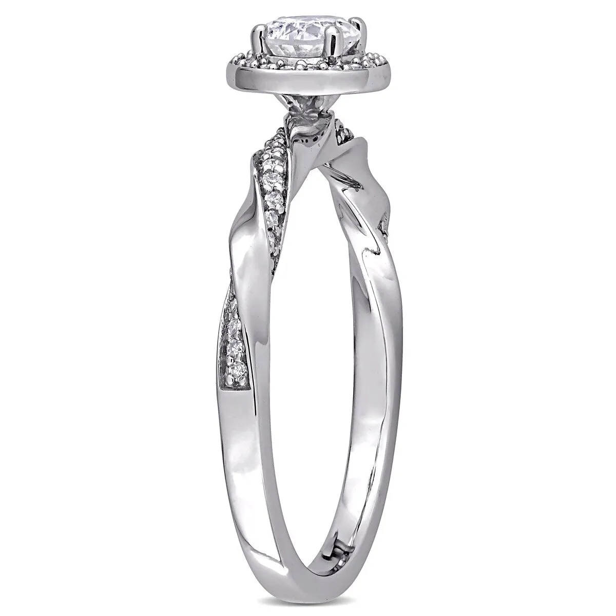Miadora 10k White Gold 1/2ct TDW Diamond Twisted Halo Engagement Ring sold by Zulily product image thumbnail 2