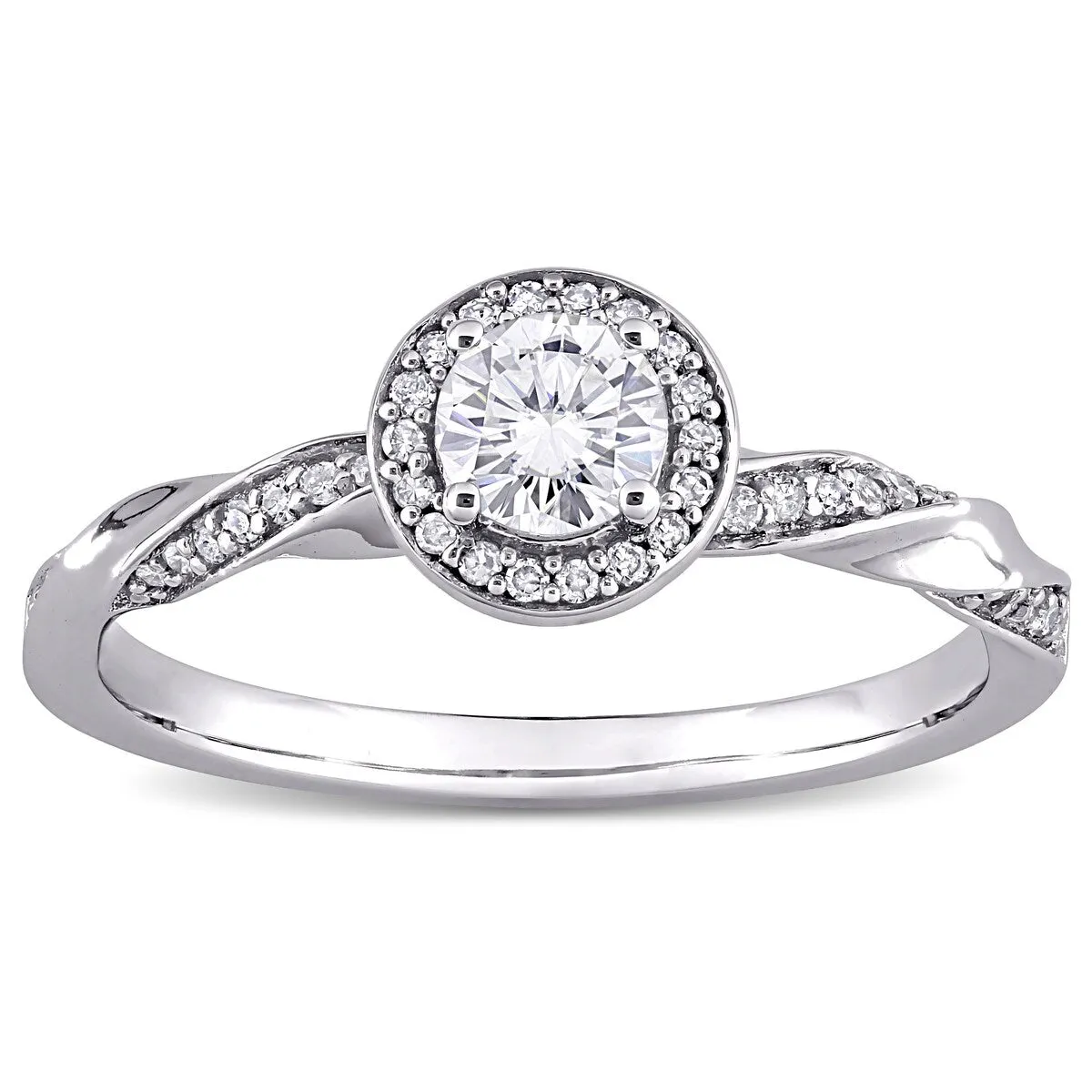 Miadora 10k White Gold 1/2ct TDW Diamond Twisted Halo Engagement Ring sold by Zulily
