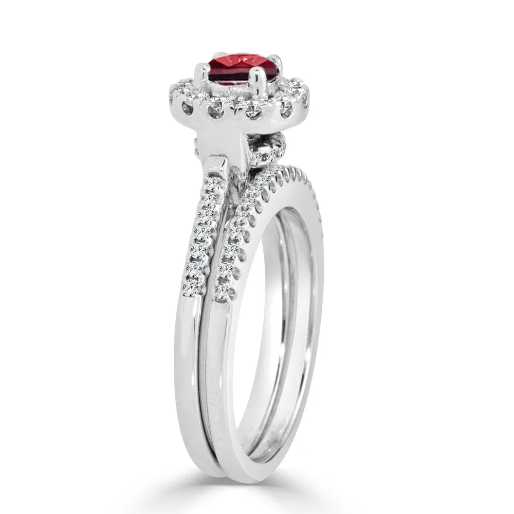 Auriya 2/5ct Red Ruby Gemstone Halo Diamond Engagement Ring 1/3cttw 14k Gold sold by Zulily product image thumbnail 5