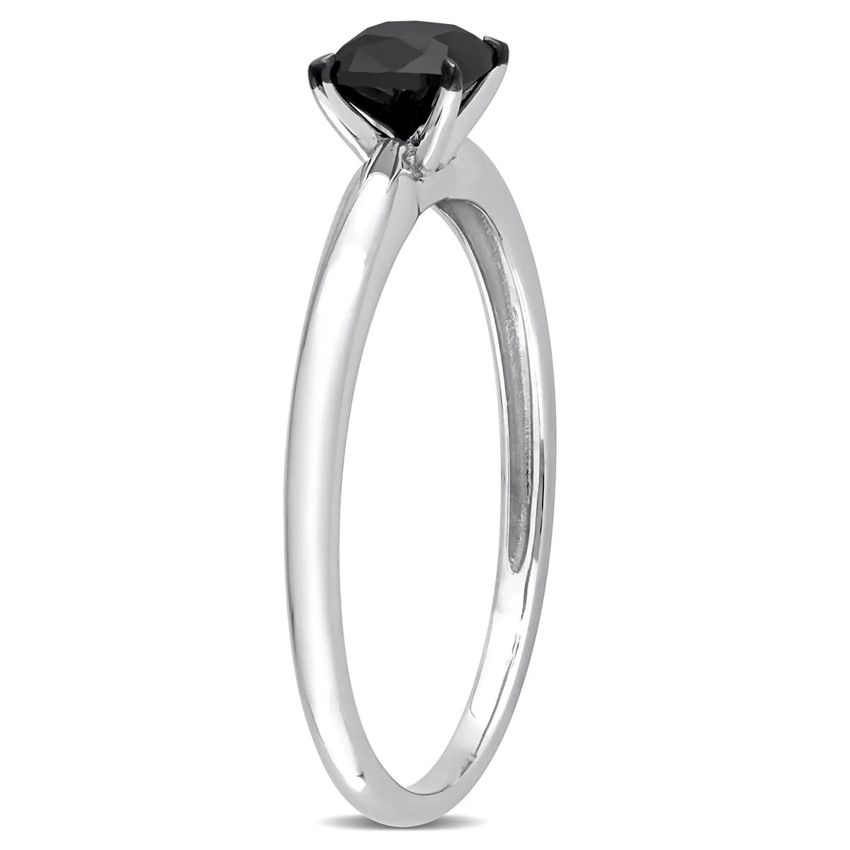 Miadora 1/2ct TDW Cushion-cut Black Diamond Solitaire Engagement Ring in 14k White Gold sold by Zulily product image thumbnail 4