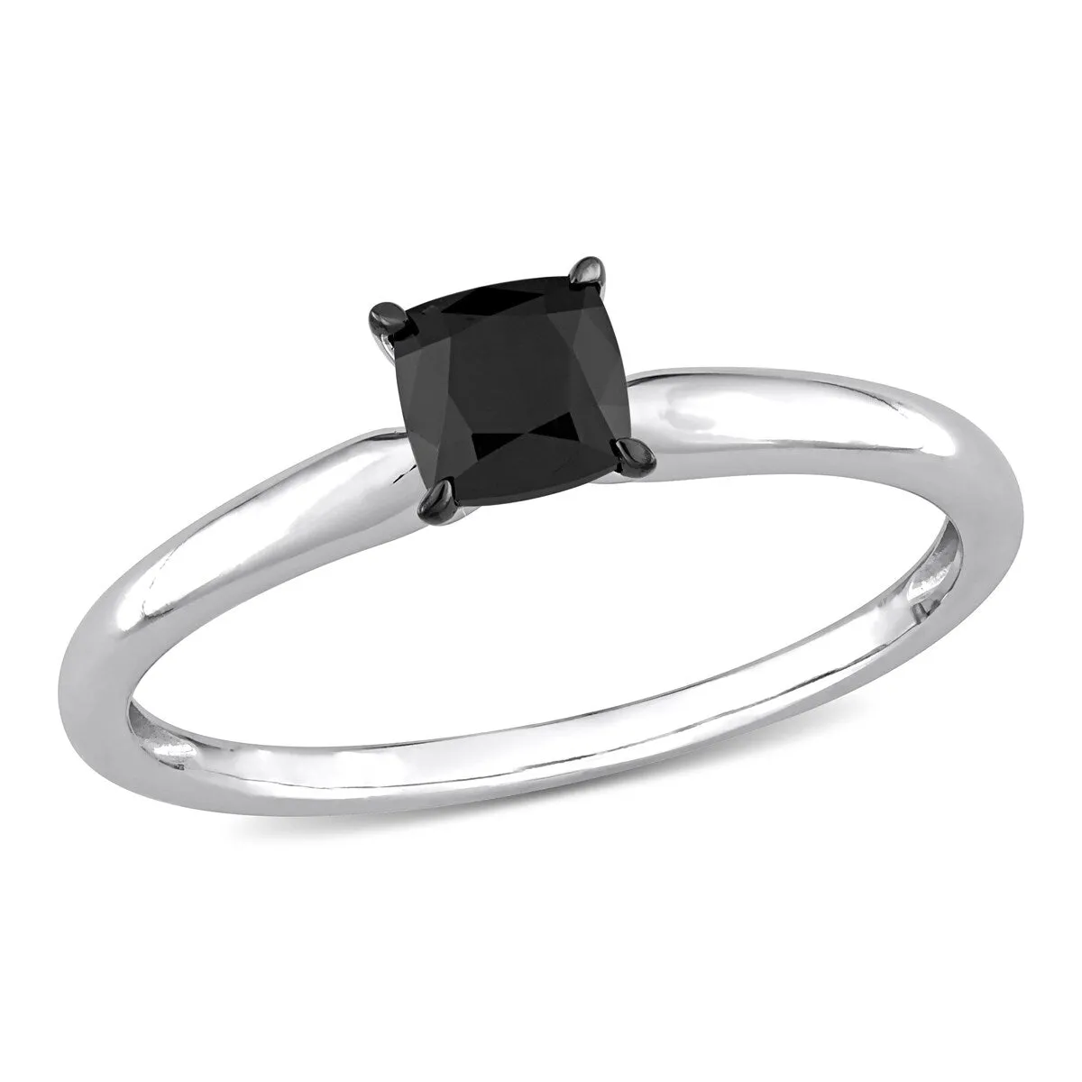 Miadora 1/2ct TDW Cushion-cut Black Diamond Solitaire Engagement Ring in 14k White Gold sold by Zulily product image thumbnail 2