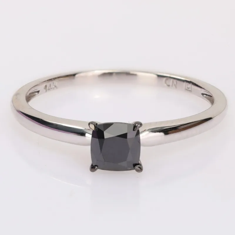 Miadora 1/2ct TDW Cushion-cut Black Diamond Solitaire Engagement Ring in 14k White Gold sold by Zulily