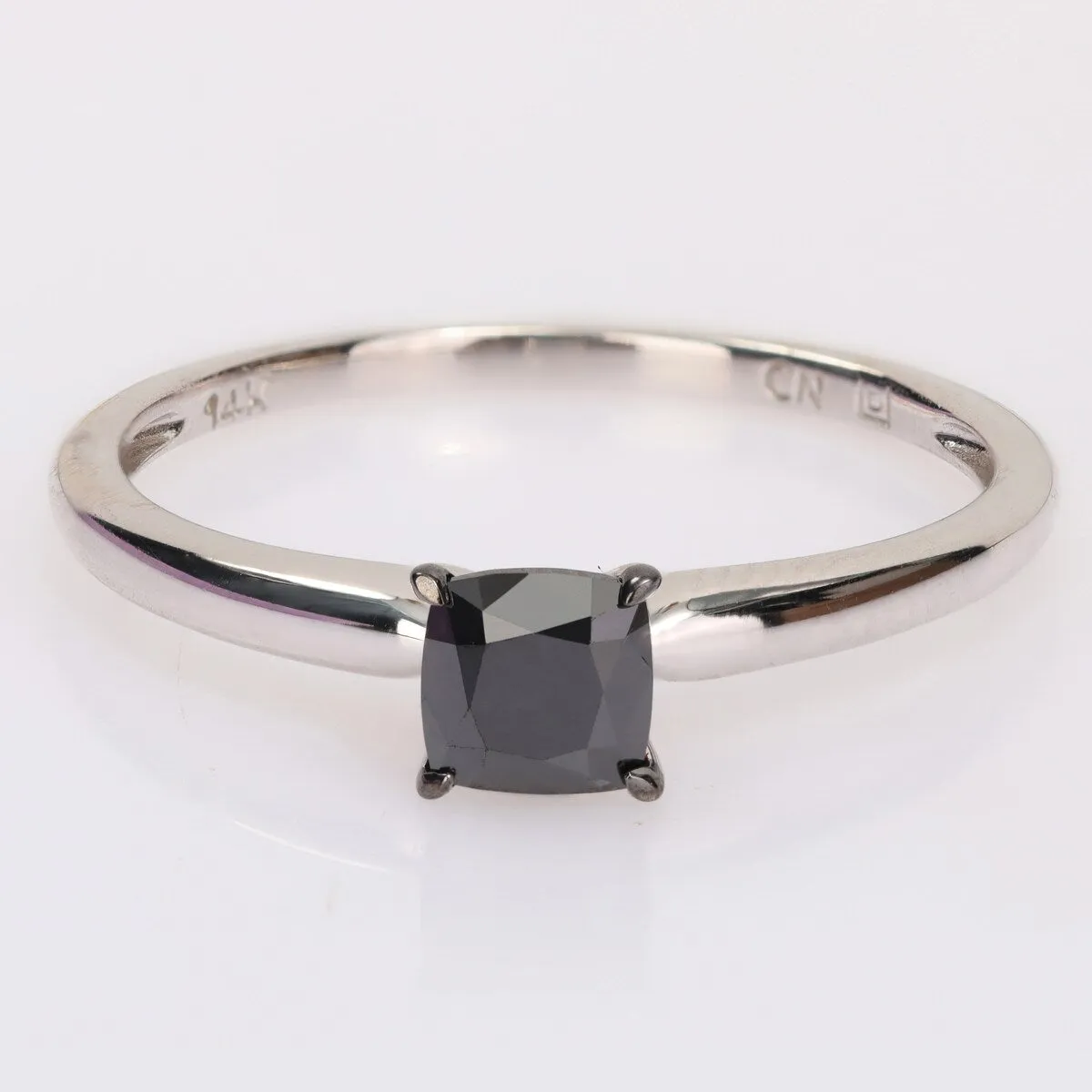Miadora 1/2ct TDW Cushion-cut Black Diamond Solitaire Engagement Ring in 14k White Gold sold by Zulily