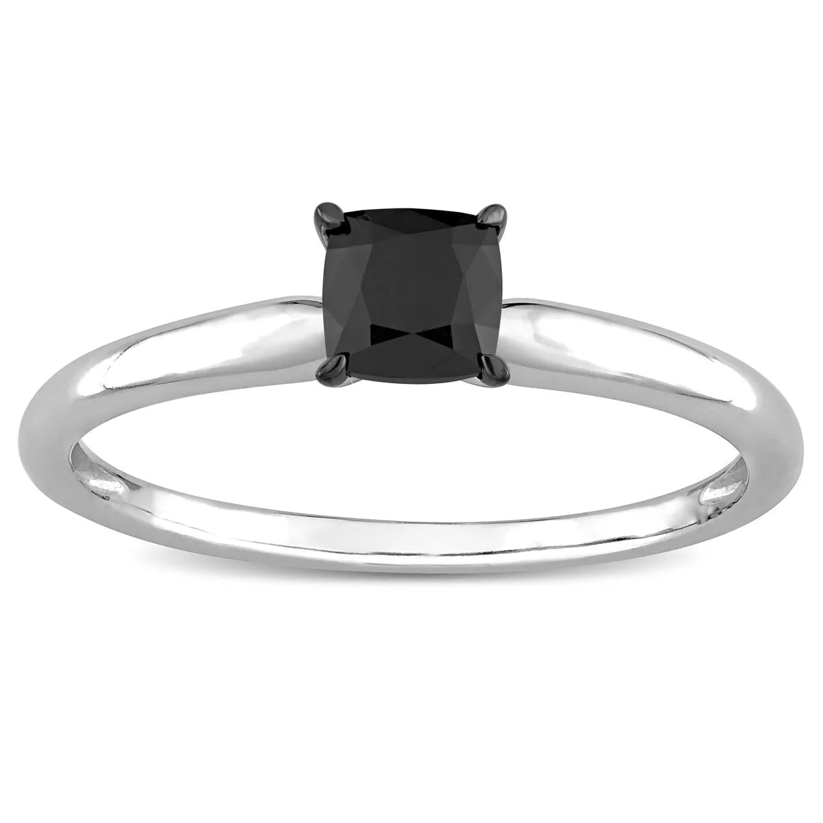 Miadora 1/2ct TDW Cushion-cut Black Diamond Solitaire Engagement Ring in 14k White Gold sold by Zulily product image thumbnail 3