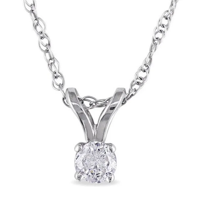 Miadora 14k Gold 1/10ct TDW Diamond Solitaire Necklace (J-K I2-I3) sold by Zulily