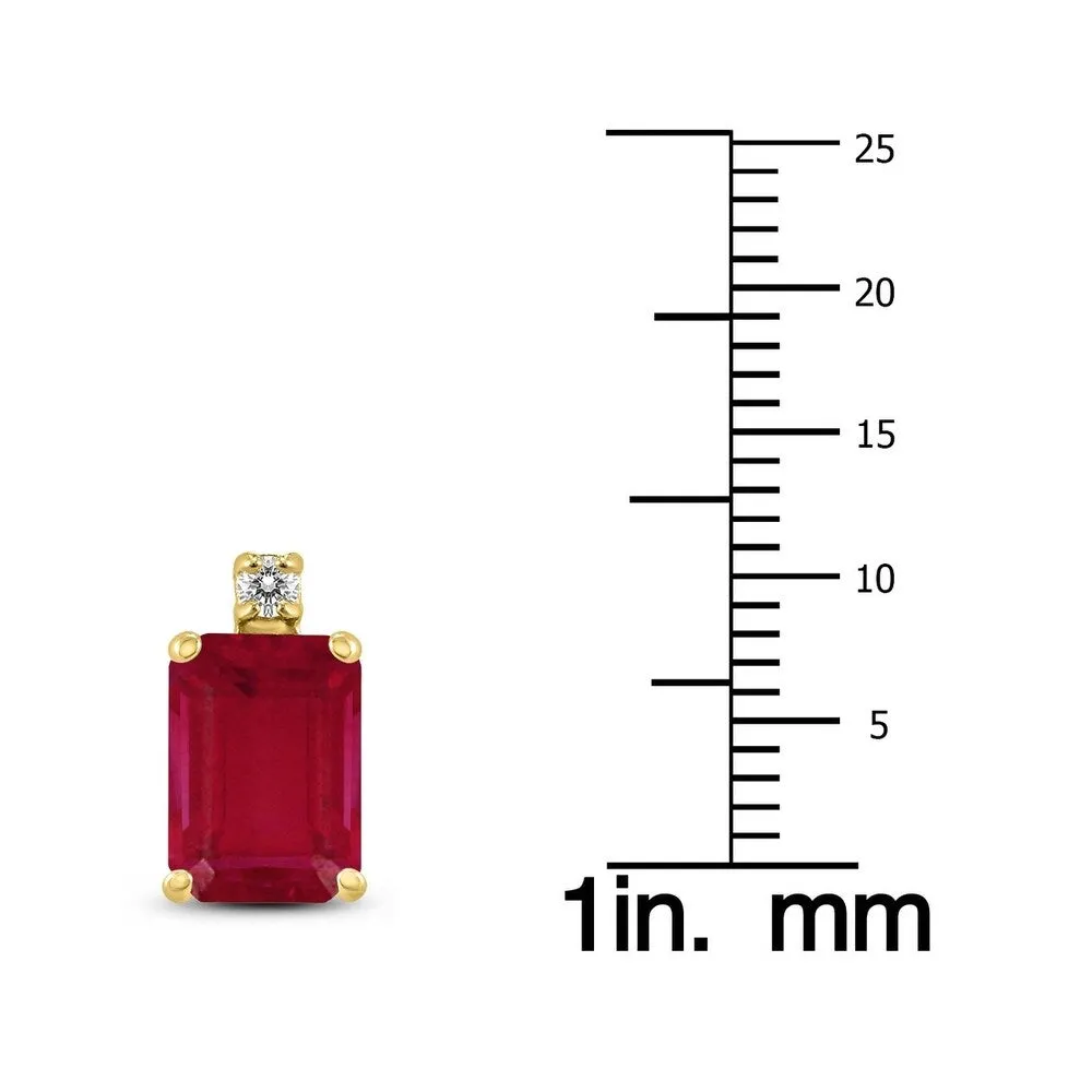 14K Yellow Gold 6x4MM Emerald Shaped Ruby and Diamond Earrings sold by Zulily product image thumbnail 2