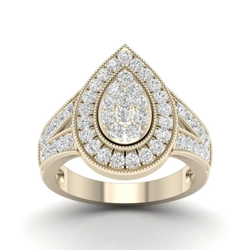 De Couer 14k Yellow Gold 1ct TDW Diamond Pear Shaped Engagement Ring sold by Zulily