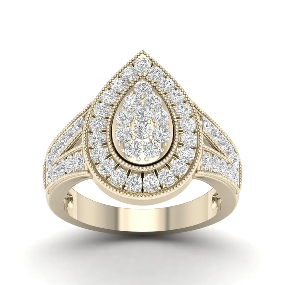 De Couer 14k Yellow Gold 1ct TDW Diamond Pear Shaped Engagement Ring sold by Zulily