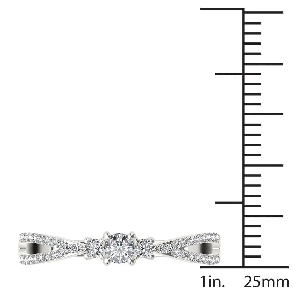 De Couer 10k White Gold 1/4ct TDW Diamond Three-Stone Anniversary Ring - White H-I - White H-I sold by Zulily product image thumbnail 4