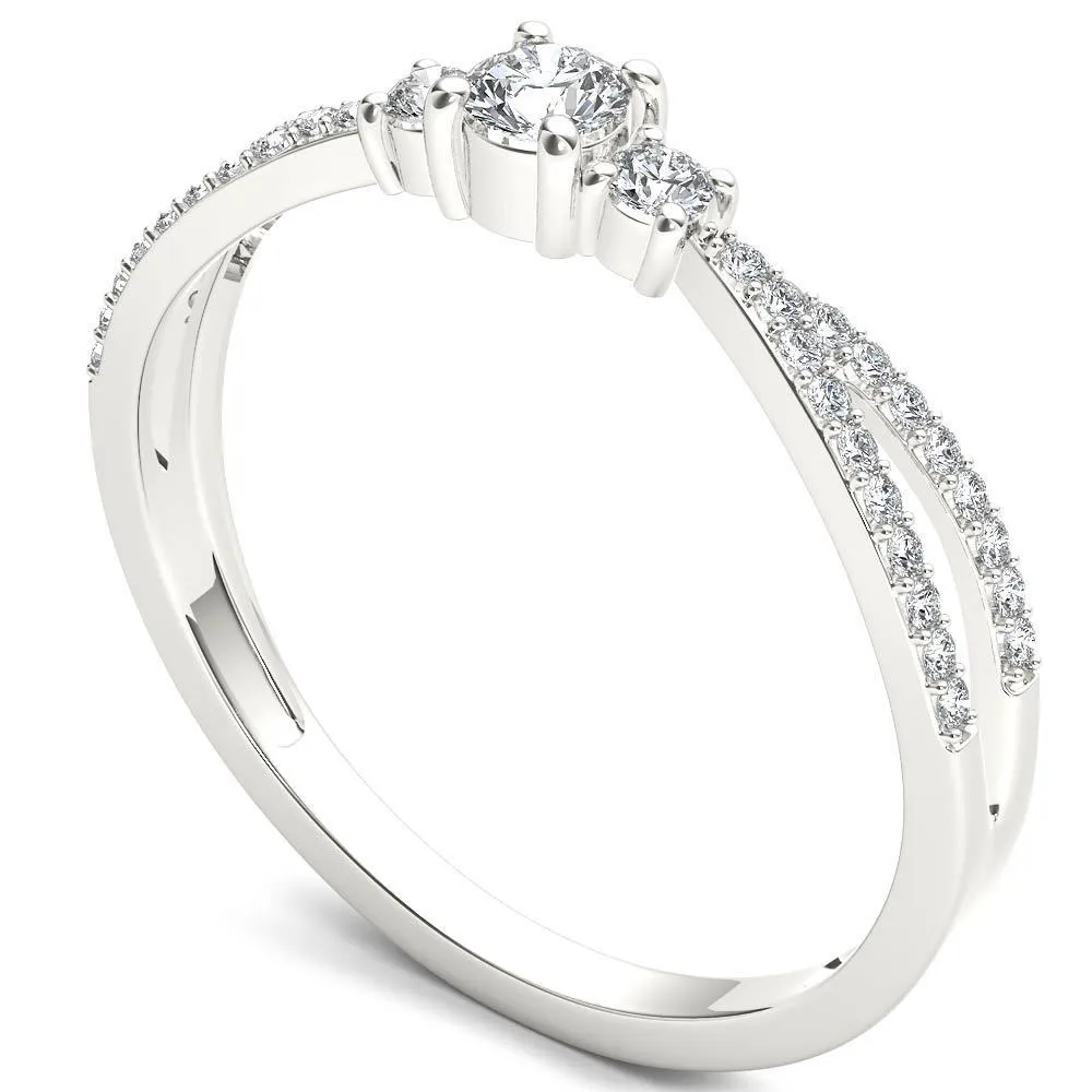 De Couer 10k White Gold 1/4ct TDW Diamond Three-Stone Anniversary Ring - White H-I - White H-I sold by Zulily product image thumbnail 2